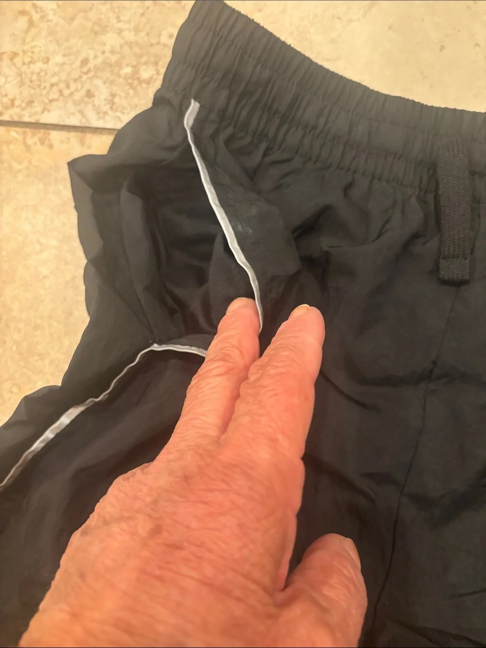 Nike Black Athletic Shorts with White Piping and Air Logo size XL